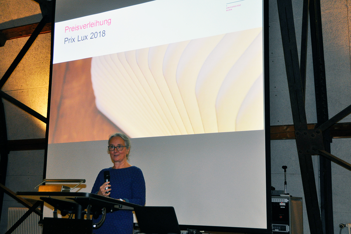 Vizerektorin Silvia Schroer: «Der Prix Lux soll Personen und Taten ins rechte Licht rücken». Alle Bilder: © Universität Bern, Pia Portmann