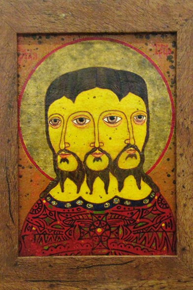 Unorthodoxe Darstellungen der Trinität als drei-einiges Gesicht wie hier von einem unbekannten russischen Künstler des frühen 20. Jahrhunderts können die Problematik multipler religiöser Identitäten auch in der Welt der Menschen gut vor Augen führen. Bild: Wikimedia Commons