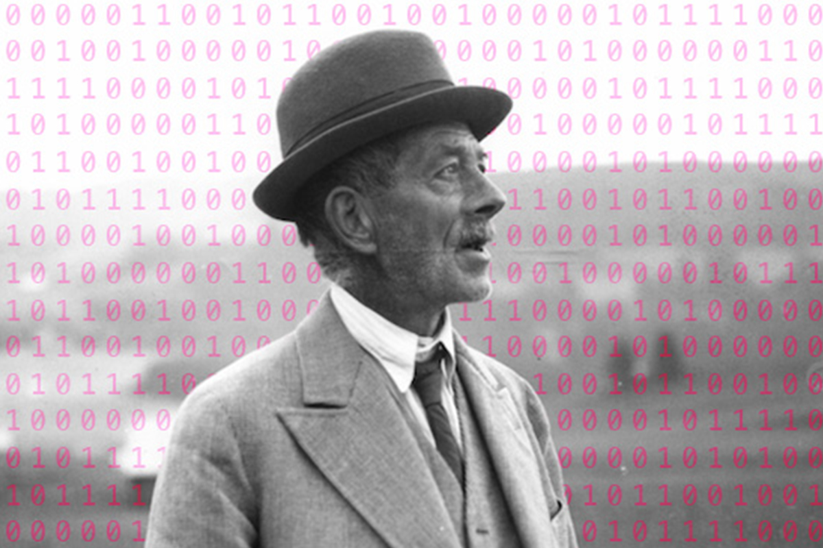 Robert Walser (1878–1956) wird von einer Künstlichen Intelligenz imitiert, die von den Digital Humanities an der Universität Bern erzeugt wurde. © Keystone SDA / Robert Walser-Stiftung Bern. Bild: Carl Seelig; Montage: Melanie Brandel