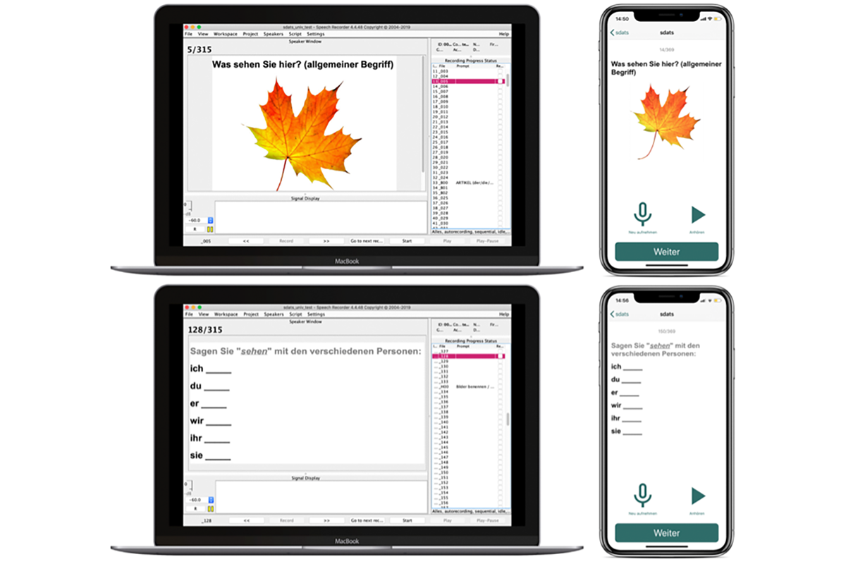 Befragung vor Ort mit Laptop (links) und via Smartphone-App (rechts). © SDATS-Projekt