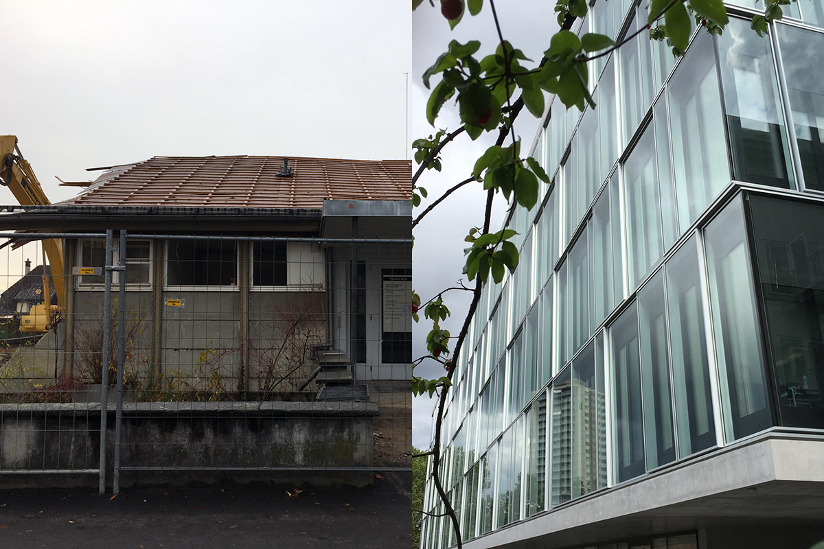 Vorher-Nachher: das Haus links war früher einer der Standorte der CTU – am exakt selben Standort befindet sich heute das sitem-insel-Gebäude. Bilder: CTU und sitem-insel