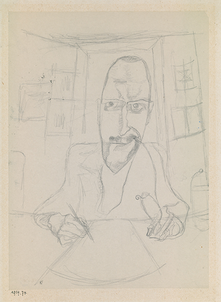 Paul Klee, Formender Künstler, 1919, 74 Bleistift auf Papier auf Karton 27,2 x 19,5 cm Zentrum Paul Klee, Bern, Schenkung Livia Klee, Obj.Id. 7821