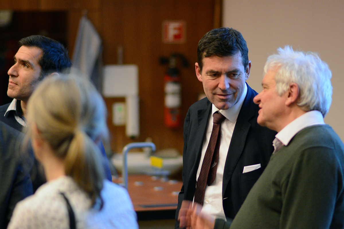 Vizerektor Forschung Daniel Candinas im Gespräch mit Nobelpreisträger Sir Paul Nurse. Alle Bilder: © Universität Bern
