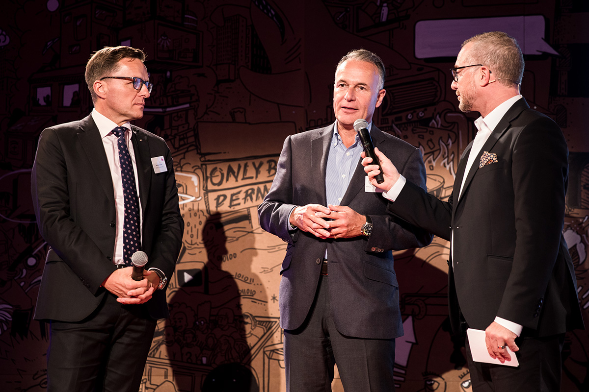 Andreas Gerber vom SVC und Jobst Wagner vom StrategieDialog21 im Gespräch mit dem Moderator des Abends, Patrick Rohr.