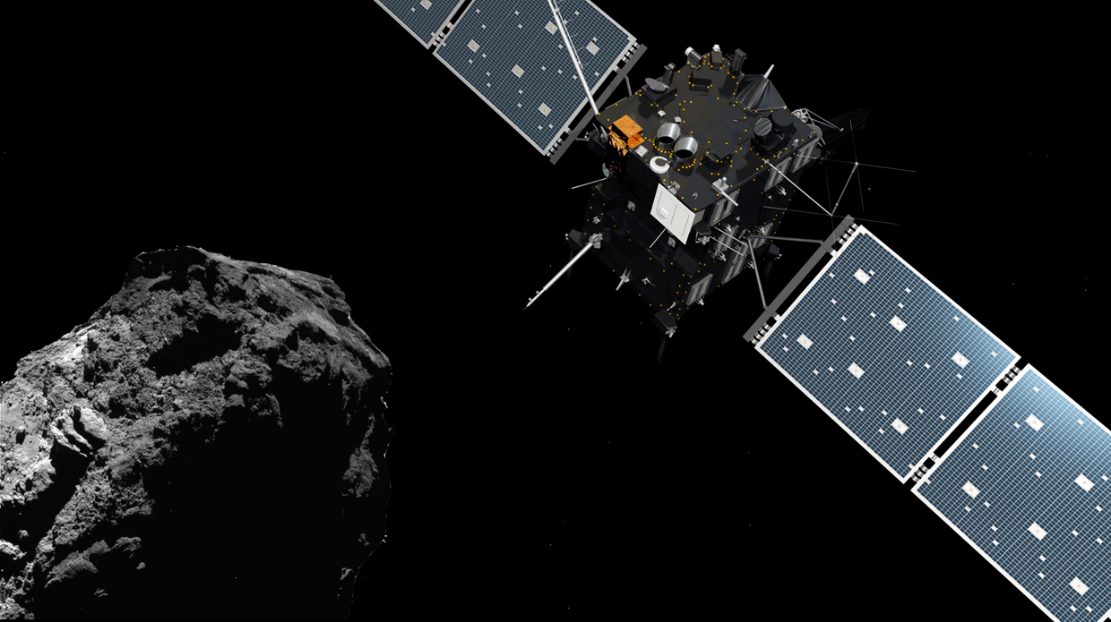 Rosetta stürzte planmässig auf Komet «Chury». Kompositbild: UniBE/Sylviane Blum