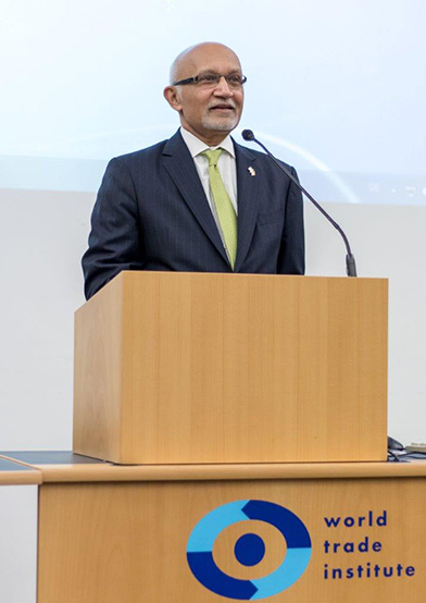 Arun M. Kumar (Director General of the US and Foreign Commercial Service) sprach am World Trade Institute WTI der Universität Bern. Foto: Christian Steiger (WTI)