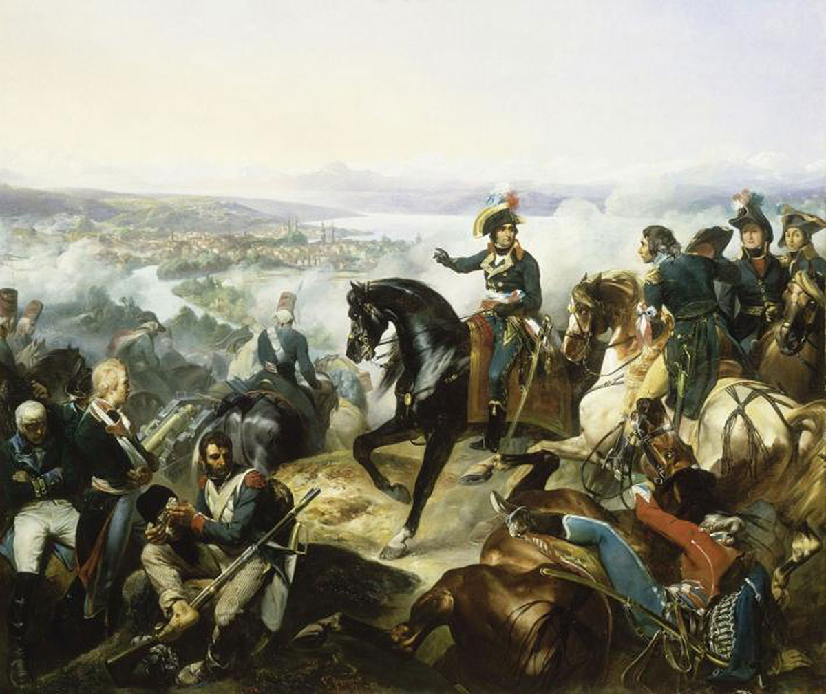 Gemälde von François Bouchot, das französische Truppen zeigt, die 1798 Zürich erobern