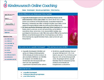 Screenshot der Webseite Kinderwunsch Online Coaching