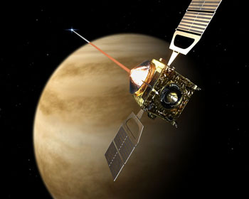 Illustration der ESA-Raumsonde vor der Venus