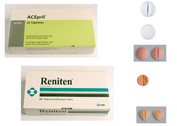 Vergleichende Darstellung von Packung und Tablette eines Generikas und eines Originalpräparats