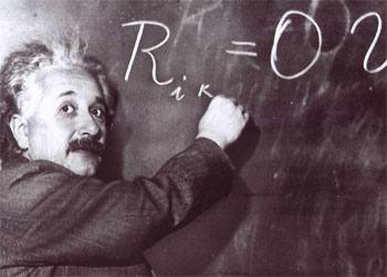 Einstein schreibt Tensor an Tafel