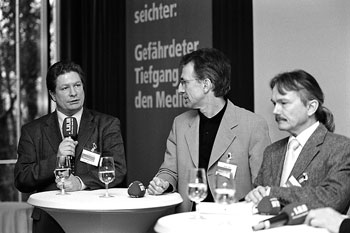 Manuel Dähler, Markus Jedele und Heinrich Anker in der Diskussionsrunde