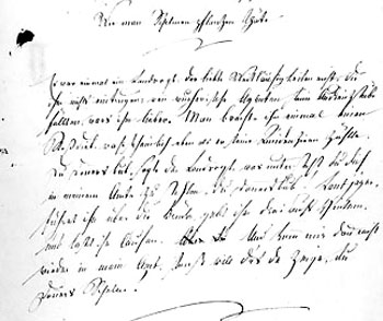Foto eines Auszugs aus dem Original-Manuskrip von Gotthels "Wie man Schelmen pflanzen thäte"