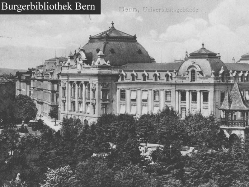 Historische Aufnahme der Uni Bern von 1907 aus der Sammlung Hans-Ulrich Suter der Burgerbibliothek Bern.